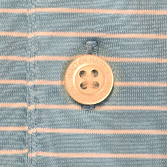 Walter Hagen Golf Polo Shirt Men’s L Turquoise White Stripe - Wicking & Stretch - Picture 6 of 9